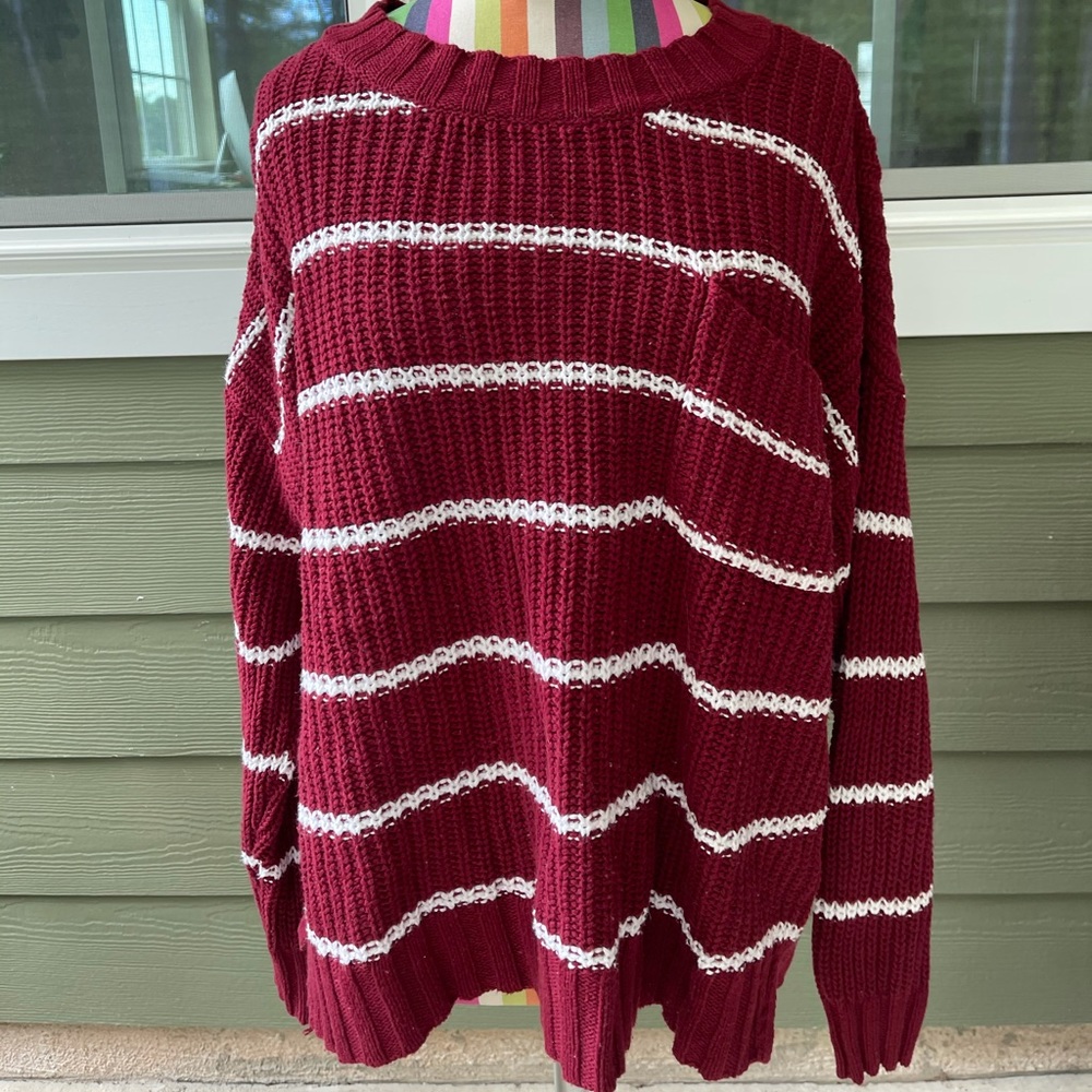 Red and White Striped American Eagle Sweater
